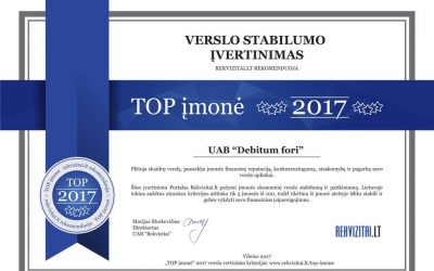 UAB „Debitum fori“ pripažinta TOP įmone 2017 m.